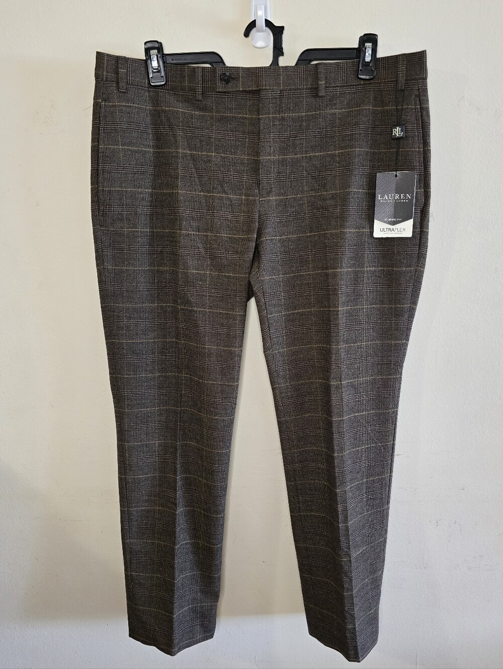 Lauren Ralph Lauren Norton Plaid Trousers Men's 38x30 Brown Classic Fit NWT